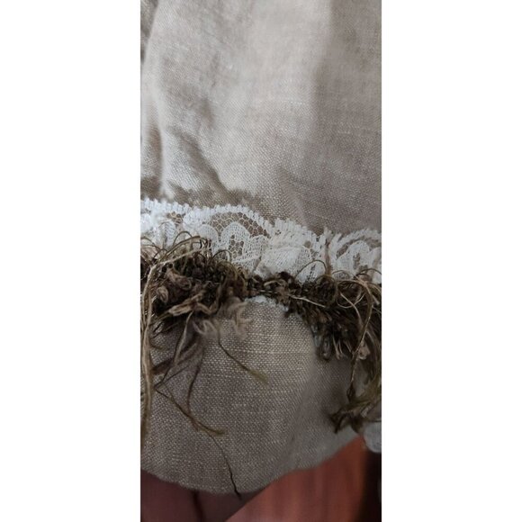 Chicos Pants Womens Linen Cropped ripped Lace & Fringe Hem Size 2.5 Short FLAWS - Picture 2 of 16